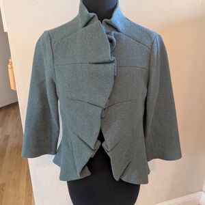 Anthropologie Wool Ruffle Front Blazer